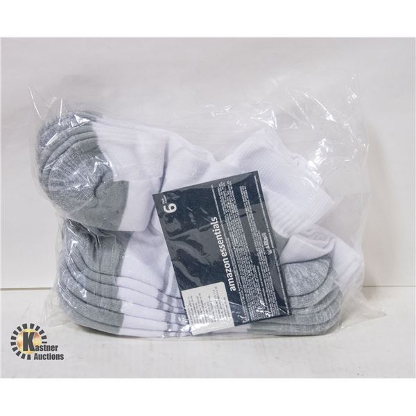 BRAND NEW 6 PACK OF AMAZON ESSENTIALS ANKLE SOCKS