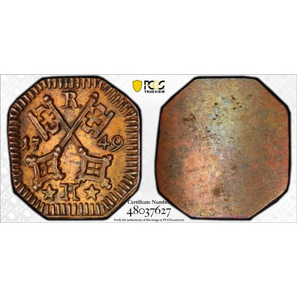 REGENSBURG: Free City, AE heller, 1749, PCGS MS63 BN