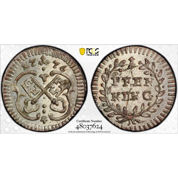 REGENSBURG: Free City, AR pfennig, 1776, PCGS MS65