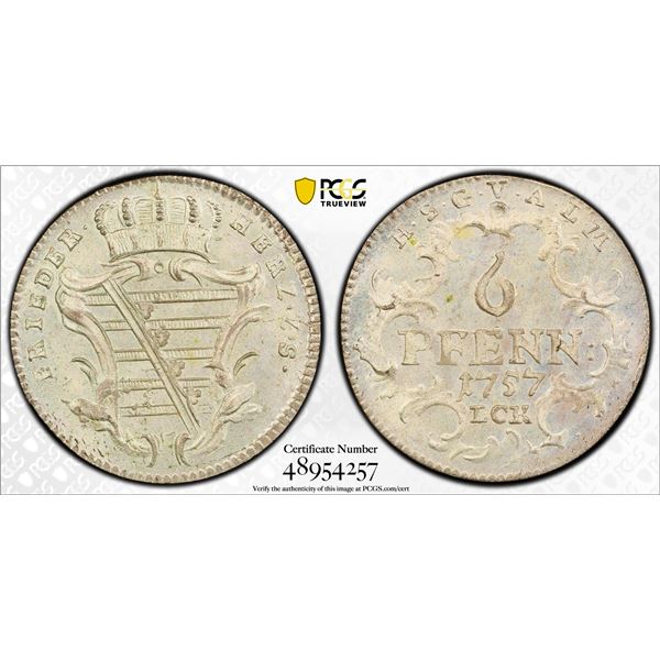 SAXE-GOTHA-ALTENBURG: Friedrich III, 1732-1772, AR 6 pfennig, 1757, PCGS MS65