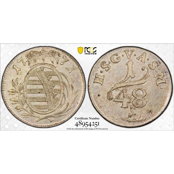 SAXE-GOTHA-ALTENBURG: Friedrich III, 1732-1772, AR 1/48 thaler, 1771, PCGS MS65