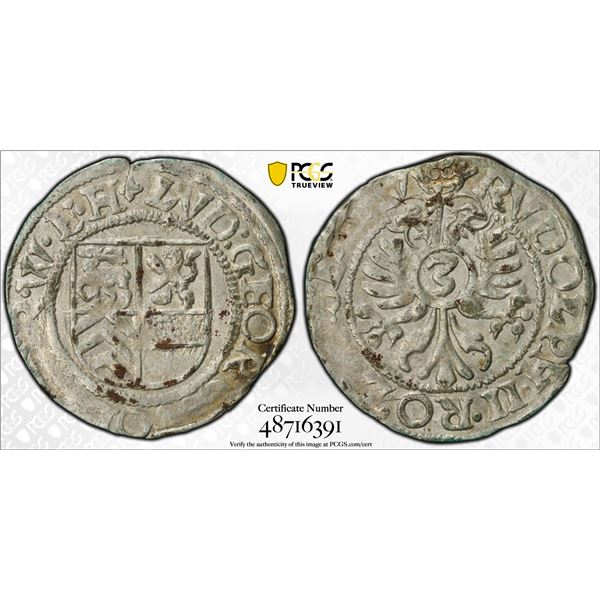 STOLBERG-ORTENBERG: Ludwig Georg, 1572-1618, AR 3 kreuzer (groschen), Ortenberg, ND (ca. 1605), PCGS