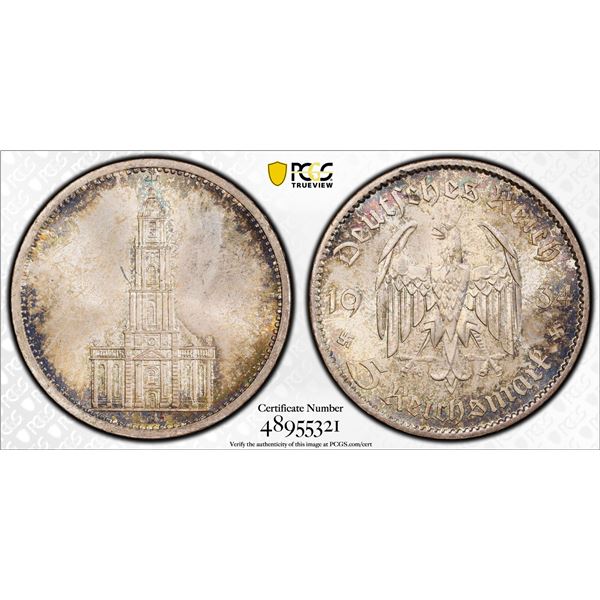 GERMANY: Third Reich, AR 5 reichsmark, 1934-A, PCGS MS65
