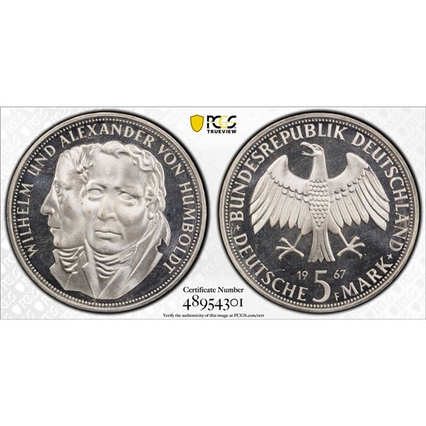 GERMANY: Federal Republic, AR 5 mark, 1967-F, PCGS PF67 Deep Cameo