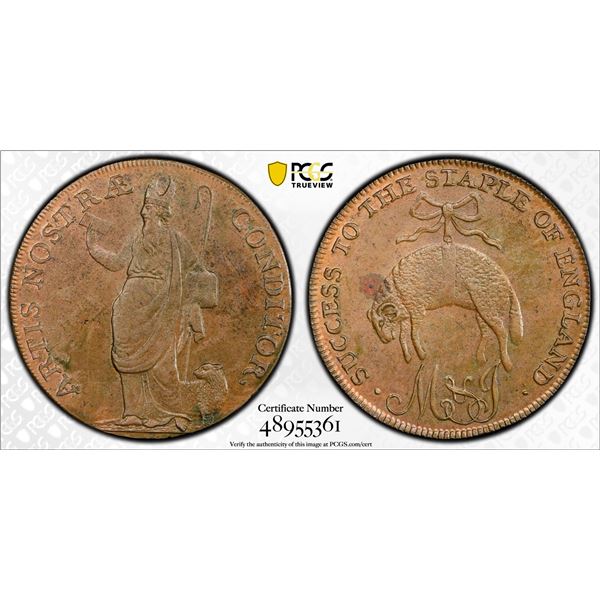 GREAT BRITAIN: Yorkshire, AE halfpenny token, ND (ca. 1790), PCGS UNC details