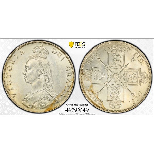 GREAT BRITAIN: Victoria, 1837-1901, AR florin, 1887, PCGS MS62