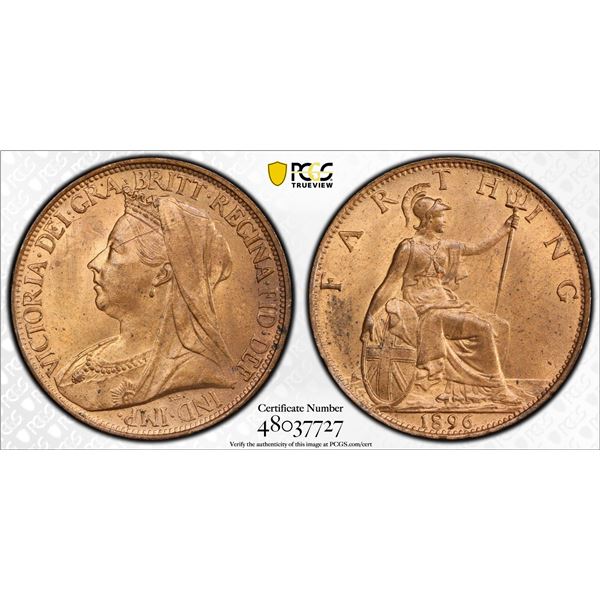 GREAT BRITAIN: Victoria, 1837-1901, AE farthing, 1896, PCGS UNC details