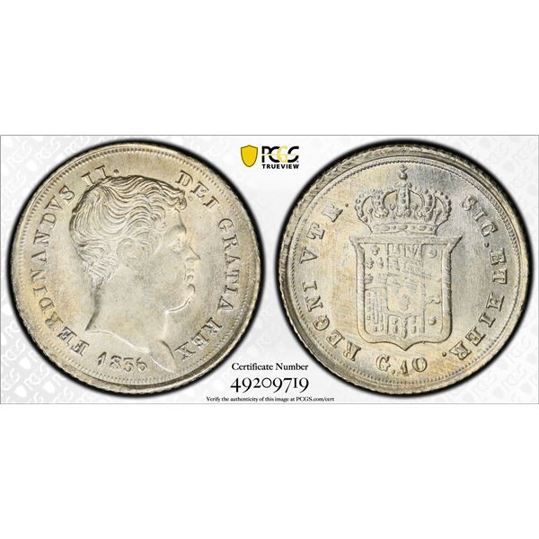 ITALY: NAPLES & SICILY: Ferdinando II, 1830-1859, AR 10 grana, 1836, PCGS MS63