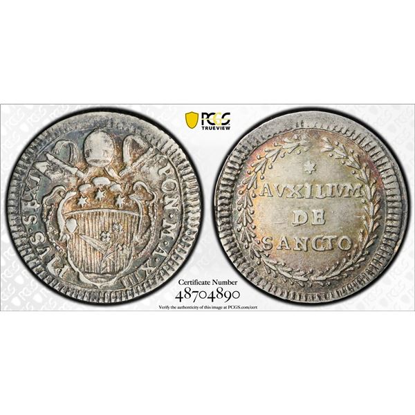 ITALY: PAPAL STATES: Pius IX, 1846-1878, AR lira, Rome, 1866 year XXI-R, PCGS AU55
