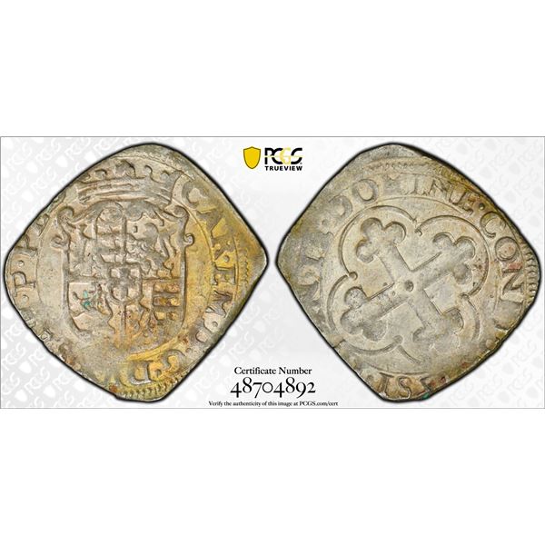 ITALY: SAVOY: Charles Emmanuel I, 1580-1630, BI soldo, Chambéry, 1581, PCGS AU55