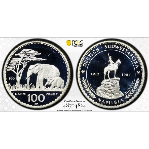 NAMIBIA: German Admimistration, AR 100 rand, 1987, PCGS Specimen 69