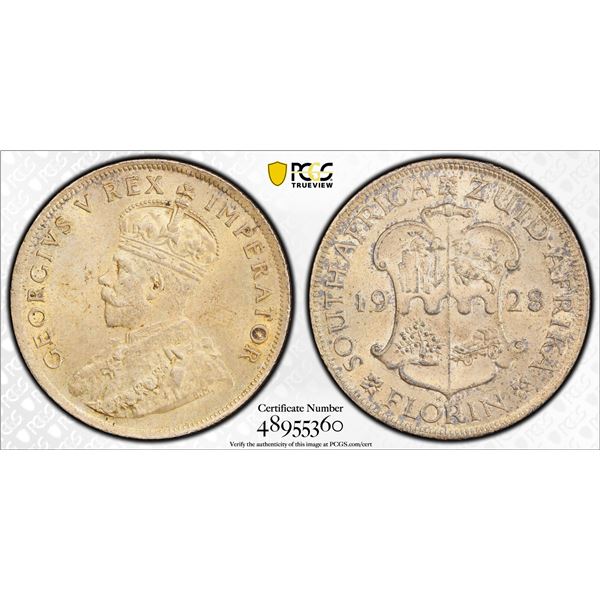 SOUTH AFRICA: George V, 1910-1936, AR florin, 1928, PCGS MS63