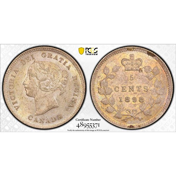 CANADA: Victoria, 1837-1901, AR 5 cents, 1898, PCGS MS63