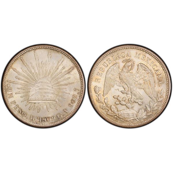 MEXICO: Republic, AR peso, 1909-Mo, PCGS MS64