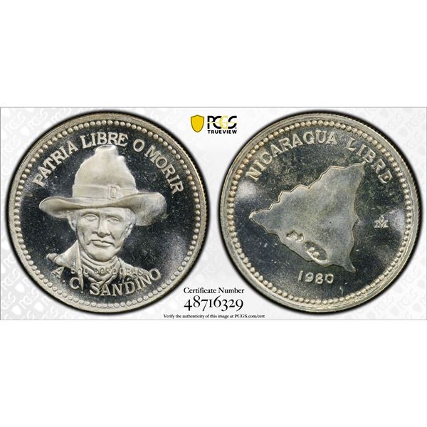 NICARAGUA: Republic, AR 500 cordobas, 1980-Mo, PCGS Proof 66
