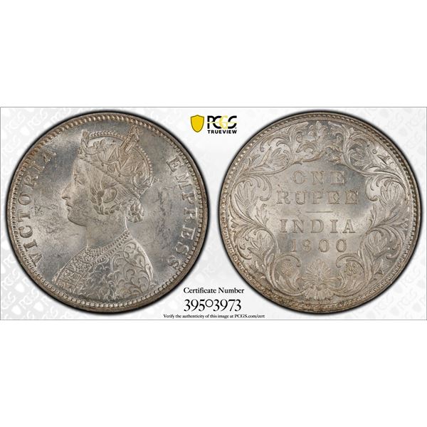 BRITISH INDIA: Victoria, Empress, 1876-1901, AR rupee, 1900-B, PCGS MS62