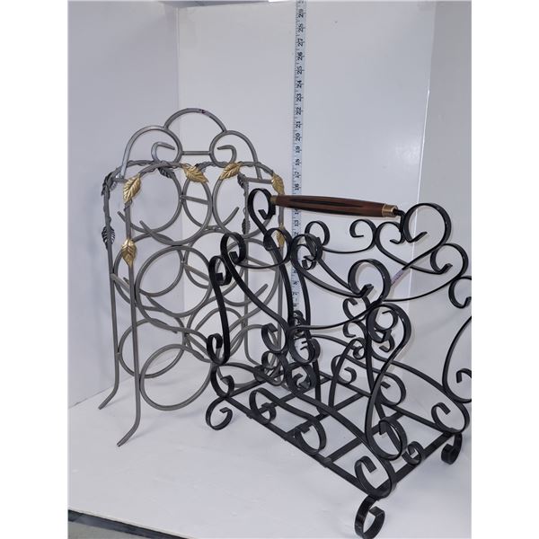 Lot of 2 Metal Wine Bottle Racks