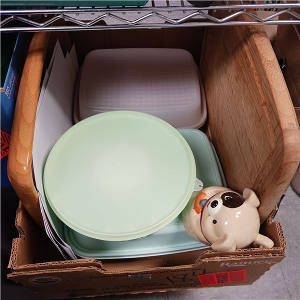 Box of Estate Kitchenwares + Decals