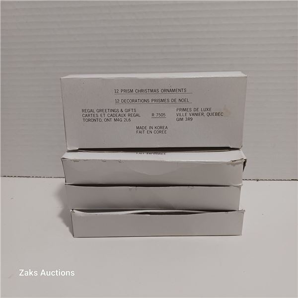 Four Boxes Of 12 Prism Christmas Ornaments (48 Total)