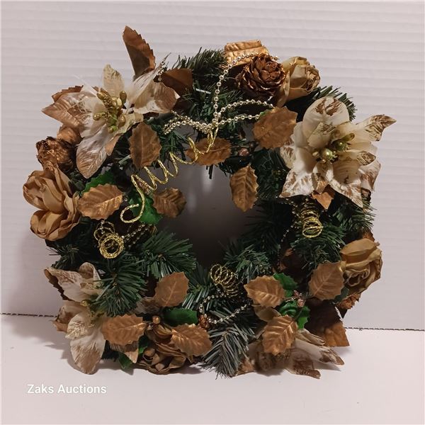 Wreath Christmas Gold 12"