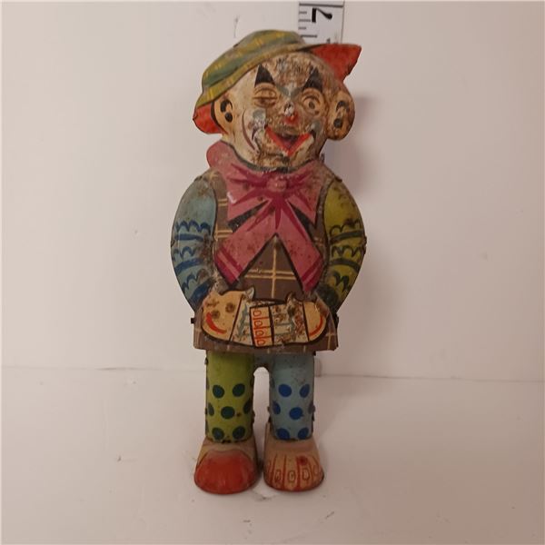 Very Old Made in Germany Metal Tin Town Clown Wind Up Toy - Untested