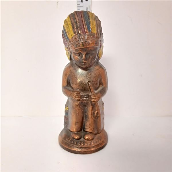 Vintage Copper or Brass Young Indigeneous Coin Bank
