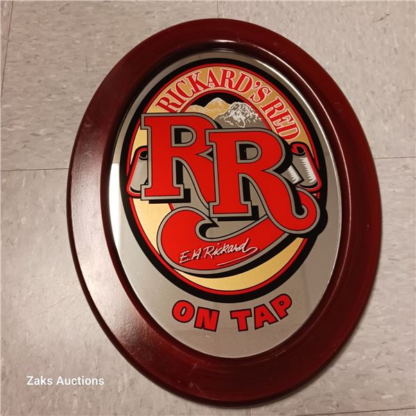 Vintage Wooden Bar Mirror Rickard's Red On Tap