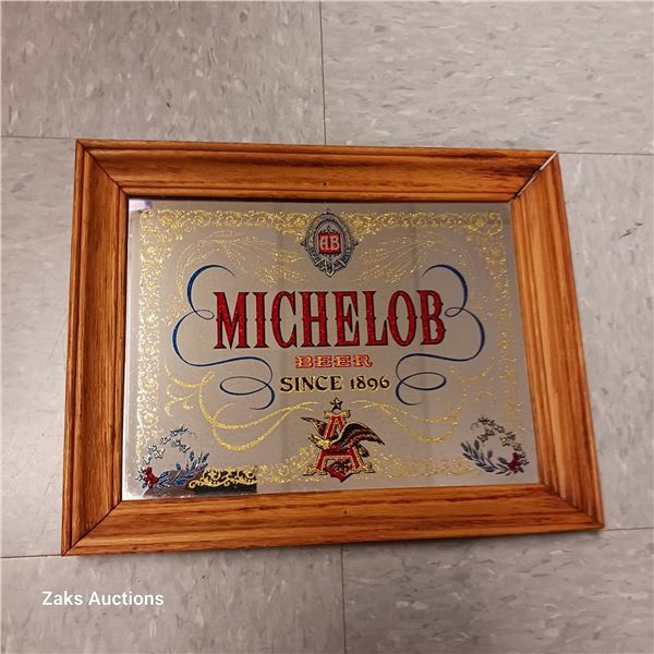 Vintage Wooden Bar Mirror Michelob Beer Since 1896
