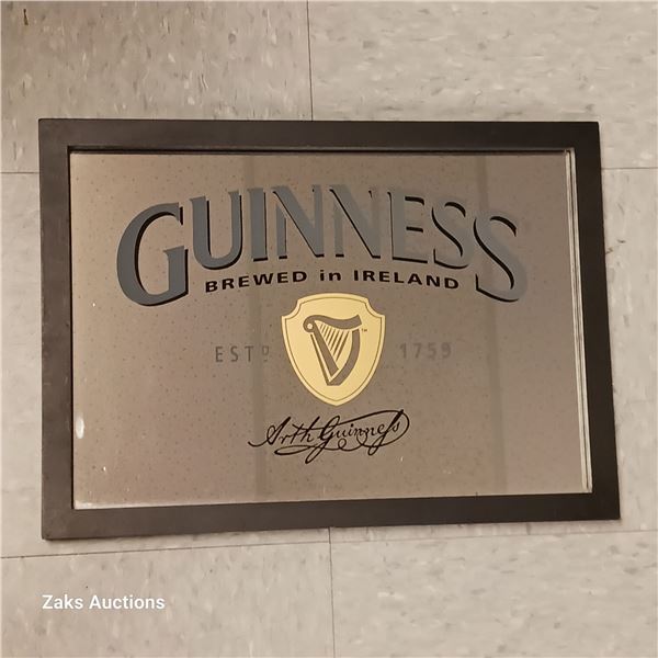 Vintage Wooden Bar Mirror Guinness Brewed in Ireland.