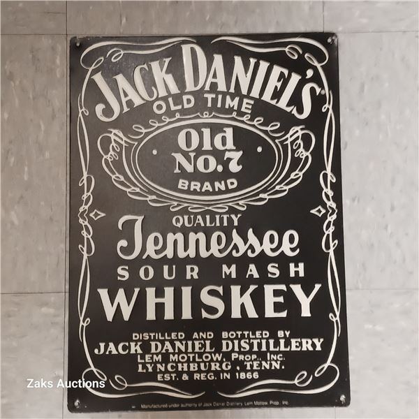 Metal Jack Daniels Old Tiime Old No. 7 Tennessee Sour Mash Whiskey Sign