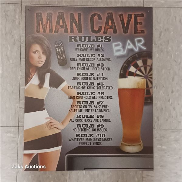 Metal Man Cave Rules Sign