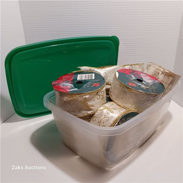 Bin Of Ivory Gold Merry Christmas Ribbons