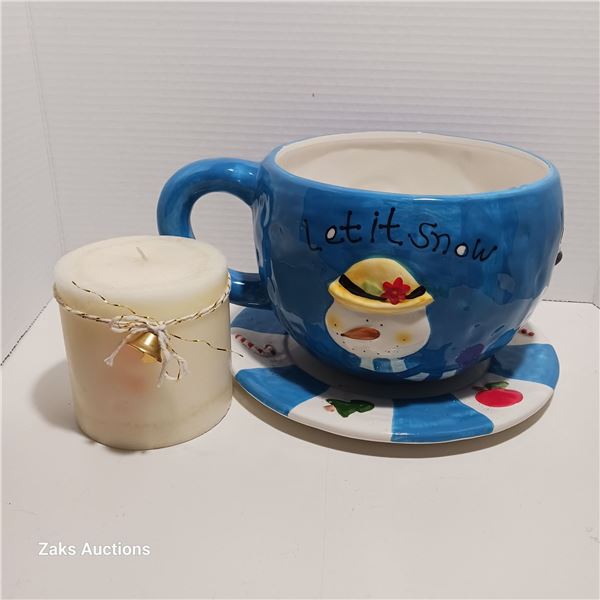 Christmas Dish With Pillar Candle