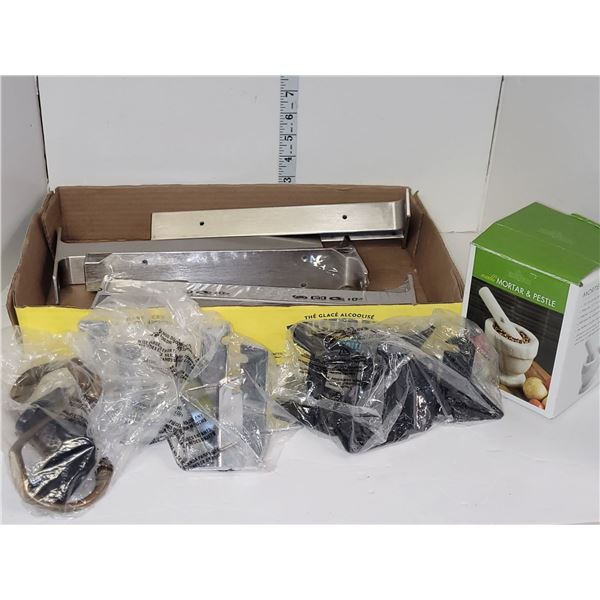 Various Household Items - New Ikea Granhult Shelf Brackets + New Marble Mortar and Pestle