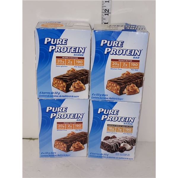 Lot of 4 Pure Protein Bars (6 to a box) Peanut Butter & Dark Chocolate Coconut - BB April 2024