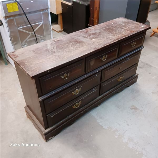 Vintage Wooden Dresser - Great Bones for Resto Project! - Measures 61"x18"x34"