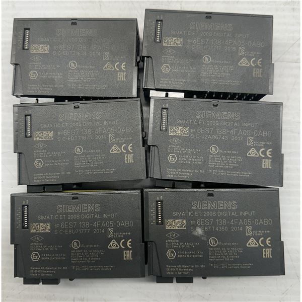 Lot of (6) Siemens #6ES7 138-4FA05-0AB0 Digital Input Relays
