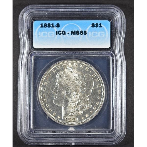 1881-S MORGAN DOLLAR ICG MS65
