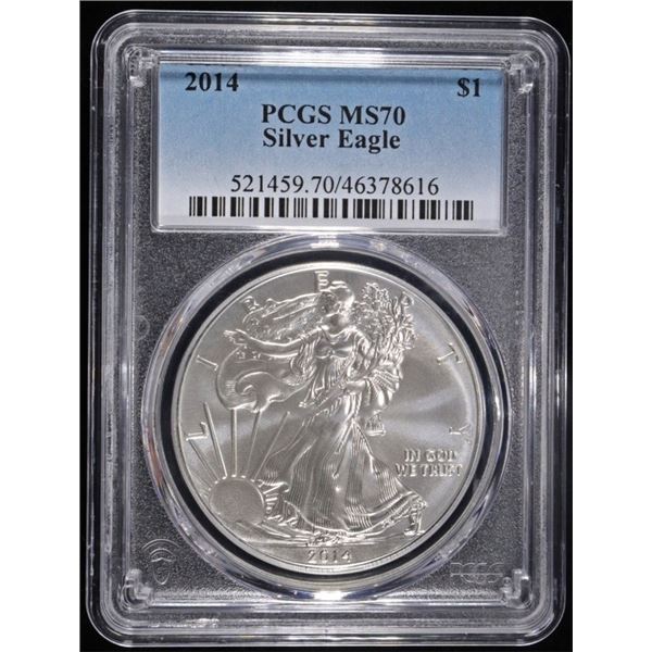 2014 AMERICAN SILVER EAGLE PCGS MS70
