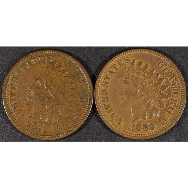 1879 & 1880 INDIAN CENTS XF