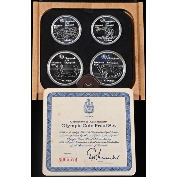 1976 CANADIAN OLYMPIC  STERLING SILV PR 4-COIN SET