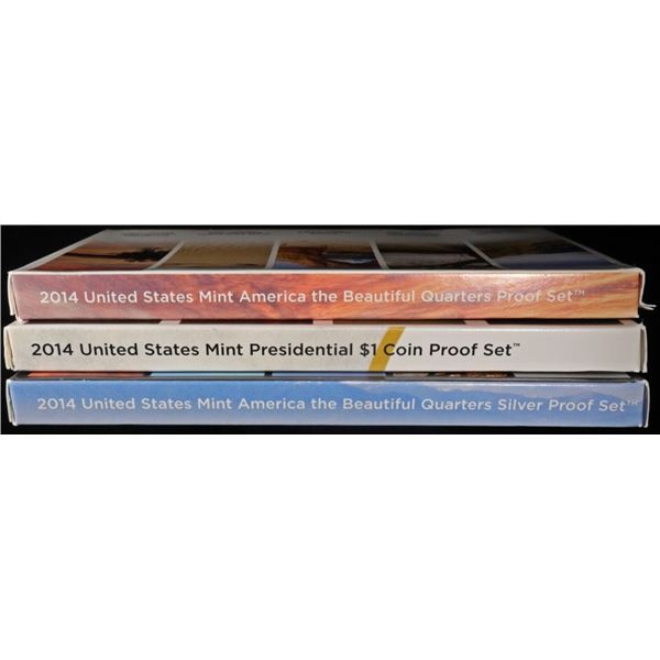 2014 US PRES $1, SILV QTRS & CLAD QTRS PROOF SETS