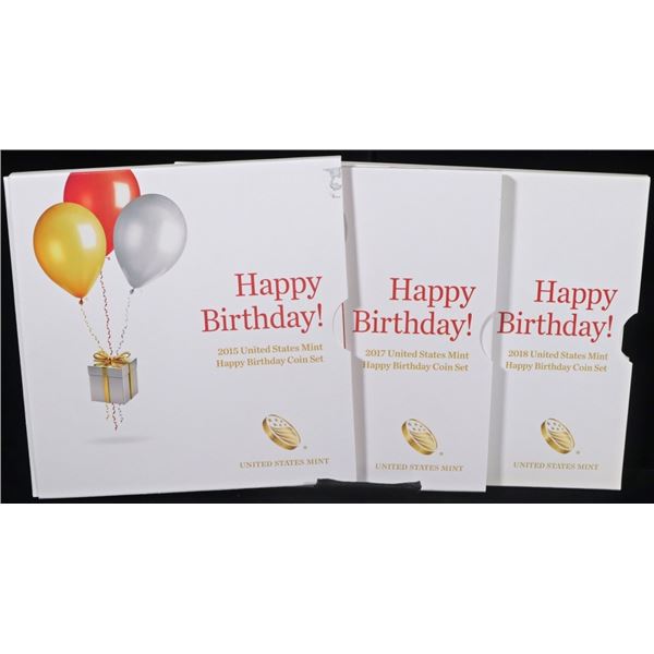 2015, 17, 18 US MINT HAPPY BDAY 5-COIN PROOF SETS