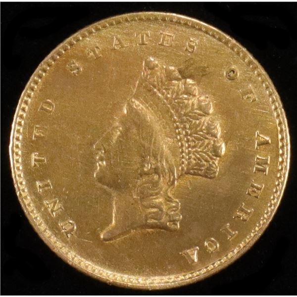 1855 $1 GOLD T-2 BU, OLD CLEANING