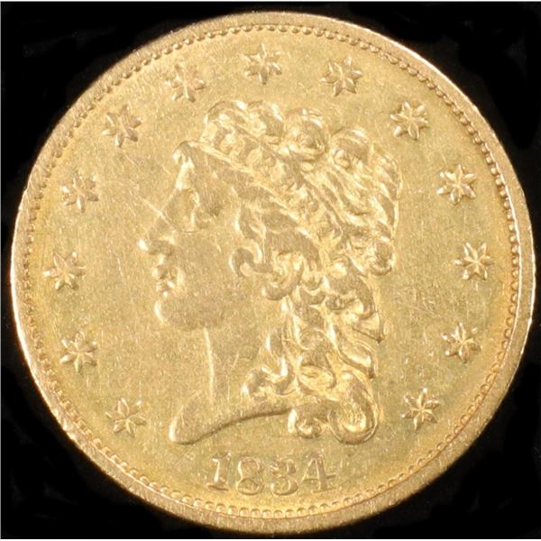 1834 $2.5 GOLD CLASSIC HEAD BU, LIGHT OLD CLEANING