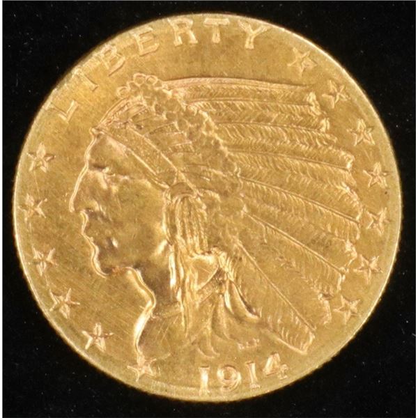 1914-D $2.5 GOLD INDIAN VERY CH BU NEAR GEM