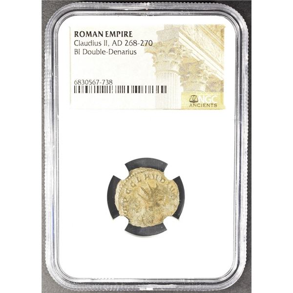 AD 268-270 CLAUDIUS II BI DOUBLE-DENARIUS NGC MS