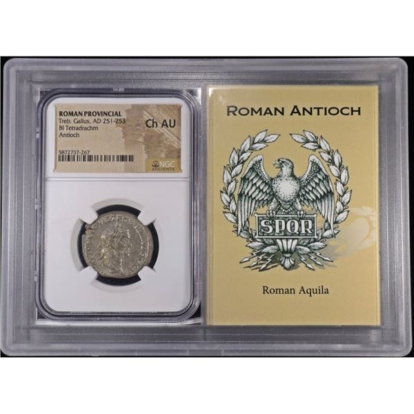 AD 251-253 TREB. GALLUS BI TETRADRACHM NGC CH AU