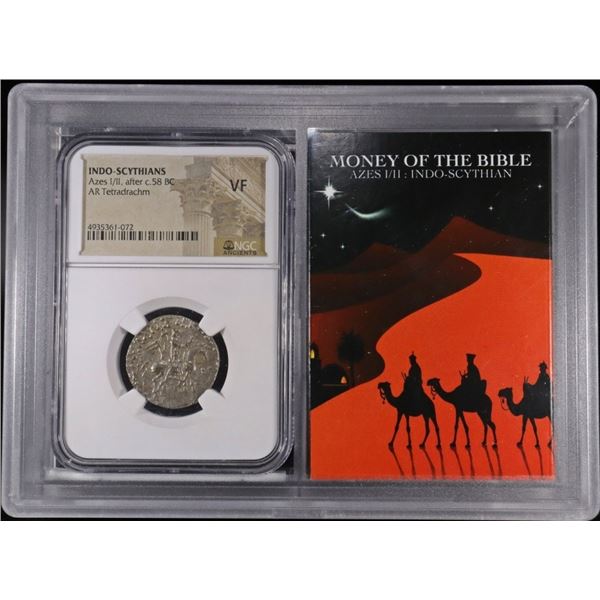 AFTER c.58 BC AZES I/II AR TETRADRACHM NGC VF
