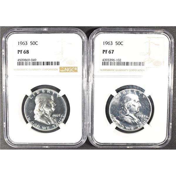1963 (PF67) & 1963 (PF68) FRANKLIN HALVES NGC